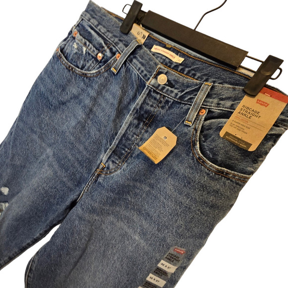 NWT Levi's Womens Button Fly Ribcage Straight Ankle Denim Jeans levis size 32 - Picture 2 of 11